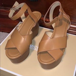 Tan platform sandals